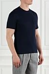 Brunello Cucinelli Однотонная синяя футболка из хлопка мужская - 100% хлопок. Страна производитель: Италия. Уход: специализированная чистка - фото 3