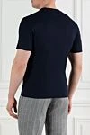 Однотонная синяя футболка из хлопка мужская Brunello Cucinelli - 100% хлопок. Страна производитель: Италия. Уход: специализированная чистка - фото 4