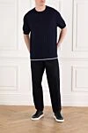 Linen and cotton t-shirt with flat ribbed pattern blue Brunello Cucinelli - 77% linen, 23% cotton. Country of manufacture: Italy. Care: specialized cleaning - photo 2
