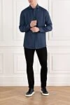 Brunello Cucinelli Чоловіча сорочка із льону синього кольору - 100% льон. гудзики. Країна виробник: Італія. Догляд: спеціалізоване чищення - фото 1