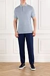 Men's Blue Melange Cotton Polo Shirt Brunello Cucinelli - melange. 100% cotton. Fastener: buttons. Country of manufacture: Italy. Care: specialized cleaning - photo 2