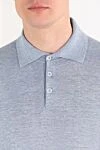 Brunello Cucinelli Men's Blue Melange Cotton Polo Shirt - melange. 100% cotton. Fastener: buttons. Country of manufacture: Italy. Care: specialized cleaning - photo 5