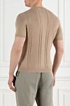 Brunello Cucinelli Мужской бежевый джемпер с коротким рукавом из хлопка с вязаным узором - вязаный узор. 100% хлопок. Страна производитель: Италия. Уход: специализированная чистка - фото 3