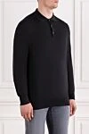 Brunello Cucinelli Черное мужское поло с длинным рукавом из хлопка и шелка - 70% хлопок, 30% шелк. пуговица. Страна производитель: Италия. Уход: специализированная чистка - фото 3
