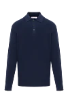 Brunello Cucinelli Поло из хлопка с длинным рукавом синее в рубчик - рубчик. 100% хлопок. пуговицы. Страна производитель: Италия. Уход: специализированная чистка - фото 1