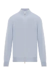 Brunello Cucinelli Blue cashmere men's cardigan with zipper - 100% cashmere. Fastener: zipper. Country of manufacture: Italy. Care: specialized cleaning - photo 1