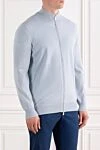 Brunello Cucinelli Blue cashmere men's cardigan with zipper - 100% cashmere. Fastener: zipper. Country of manufacture: Italy. Care: specialized cleaning - photo 3
