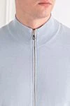 Brunello Cucinelli Blue cashmere men's cardigan with zipper - 100% cashmere. Fastener: zipper. Country of manufacture: Italy. Care: specialized cleaning - photo 5