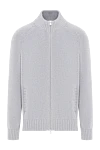 Brunello Cucinelli Men's knitted cardigan gray with zipper made of cotton - 100% cotton. Fastener: zipper. Country of manufacture: Italy. Care: specialized cleaning - photo 1