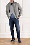 Men's knitted cardigan gray with zipper made of cotton Brunello Cucinelli - 100% cotton. Fastener: zipper. Country of manufacture: Italy. Care: specialized cleaning - photo 2