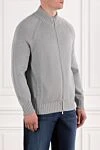 Brunello Cucinelli Men's knitted cardigan gray with zipper made of cotton - 100% cotton. Fastener: zipper. Country of manufacture: Italy. Care: specialized cleaning - photo 3