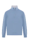 Brunello Cucinelli Cotton troyer with high collar and zip light blue - 93% cotton, 7% polyamide. Fastener: zipper. Country of manufacture: Italy. Care: specialized cleaning - photo 1