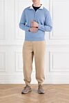 Cotton troyer with high collar and zip light blue Brunello Cucinelli - 93% cotton, 7% polyamide. Fastener: zipper. Country of manufacture: Italy. Care: specialized cleaning - photo 2