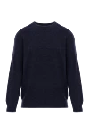 Brunello Cucinelli Men's blue ribbed jumper with raglan sleeves - ribbed. 100% cotton. Country of manufacture: Italy. Care: specialized cleaning - photo 1