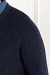 Brunello Cucinelli Men's blue ribbed jumper with raglan sleeves - ribbed. 100% cotton. Country of manufacture: Italy. Care: specialized cleaning - photo 5