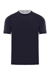 Brunello Cucinelli Blue cotton jersey crew neck t-shirt with layered effect - layered effect. 100% cotton. Country of manufacture: Italy. Care: specialized cleaning - photo 1