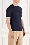 Brunello Cucinelli Blue cotton jersey crew neck t-shirt with layered effect - layered effect. 100% cotton. Country of manufacture: Italy. Care: specialized cleaning - photo 3