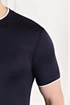 Brunello Cucinelli Blue cotton jersey crew neck t-shirt with layered effect - layered effect. 100% cotton. Country of manufacture: Italy. Care: specialized cleaning - photo 5