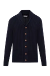 Brunello Cucinelli Navy Blue Ribbed Cotton Button Down Cardigan - ribbed. 100% cotton. Fastener: buttons. Country of manufacture: Italy. Care: specialized cleaning - photo 1
