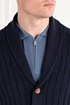 Brunello Cucinelli Navy Blue Ribbed Cotton Button Down Cardigan - ribbed. 100% cotton. Fastener: buttons. Country of manufacture: Italy. Care: specialized cleaning - photo 5