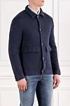 Brunello Cucinelli Men's knitted blue cotton cardigan with zipper - 100% cotton. Fastener: zipper. Country of manufacture: Italy. Care: specialized cleaning - photo 3