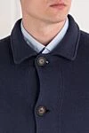Brunello Cucinelli Men's knitted blue cotton cardigan with zipper - 100% cotton. Fastener: zipper. Country of manufacture: Italy. Care: specialized cleaning - photo 5