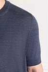 Brunello Cucinelli Футболка синий меланж мужская без рисунка из льна и хлопка - 77% лен, 23% хлопок. Страна производитель: Италия. Уход: специализированная чистка - фото 5