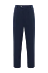 Brunello Cucinelli Blue men's trousers with pleats made of linen wool and silk - tucks. 49% linen, 32% wool, 19% silk. button, zipper. Pockets, two side pockets, two back pockets. Country of manufacture: Italy. Care: specialized cleaning - photo 1