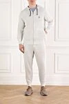 Grey cashmere ribbed tracksuit with hood and logo Brunello Cucinelli - brand logo. Additional: hood. 100% cashmere. Fastener: zipper, drawstring. two side pockets. Country of manufacture: Italy. Care: specialized cleaning - photo 2