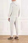 Grey cashmere ribbed tracksuit with hood and logo Brunello Cucinelli - brand logo. Additional: hood. 100% cashmere. Fastener: zipper, drawstring. two side pockets. Country of manufacture: Italy. Care: specialized cleaning - photo 4