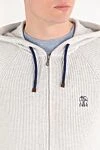 Brunello Cucinelli Grey cashmere ribbed tracksuit with hood and logo - brand logo. Additional: hood. 100% cashmere. Fastener: zipper, drawstring. two side pockets. Country of manufacture: Italy. Care: specialized cleaning - photo 5