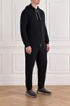 Brunello Cucinelli Men's knitted tracksuit black with hood - 93% cotton, 7% polyamide. Additional: hood. zipper, drawstring. two side pockets. Country of manufacture: Italy. Care: specialized cleaning - photo 3