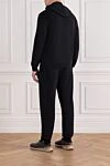 Men's knitted tracksuit black with hood Brunello Cucinelli - 93% cotton, 7% polyamide. Additional: hood. zipper, drawstring. two side pockets. Country of manufacture: Italy. Care: specialized cleaning - photo 4