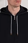 Brunello Cucinelli Men's knitted tracksuit black with hood - 93% cotton, 7% polyamide. Additional: hood. zipper, drawstring. two side pockets. Country of manufacture: Italy. Care: specialized cleaning - photo 5