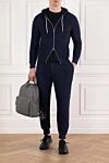 Men's cotton tracksuit blue with hood Brunello Cucinelli - 100% cotton. Additional: hood. zipper, drawstring. two side pockets. Country of manufacture: Italy. Care: specialized cleaning - photo 2