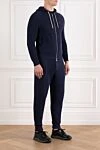 Brunello Cucinelli Men's cotton tracksuit blue with hood - 100% cotton. Additional: hood. zipper, drawstring. two side pockets. Country of manufacture: Italy. Care: specialized cleaning - photo 3