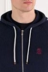 Brunello Cucinelli Men's cotton tracksuit blue with hood - 100% cotton. Additional: hood. zipper, drawstring. two side pockets. Country of manufacture: Italy. Care: specialized cleaning - photo 5