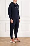 Brunello Cucinelli Синій спортивний костюм у рубчик з бавовни та льону з капюшоном. - капюшон. 75% бавовна, 25% льон. блискавка, куліска. дві бічні кишені. Країна виробник: Італія. Догляд: спеціалізоване чищення - фото 3