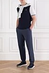 Blue cotton jogger pants with raised stitching and drawstring waist Brunello Cucinelli - 93% cotton, 7% polyamide. Color: blue. drawstring. two side pockets, two back pockets. Country of manufacture: Italy. Care: specialized cleaning - photo 2