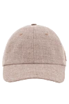Brunello Cucinelli Beige baseball cap made of linen, wool and silk with a herringbone pattern - brand emblem, herringbone pattern. 74% linen, 24% wool, 2% silk. Country of manufacture: Italy. Care: specialized cleaning - photo 1
