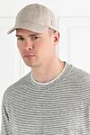 Beige baseball cap made of linen, wool and silk with a herringbone pattern Brunello Cucinelli - brand emblem, herringbone pattern. 74% linen, 24% wool, 2% silk. Country of manufacture: Italy. Care: specialized cleaning - photo 2