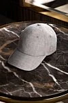 Brunello Cucinelli Beige baseball cap made of linen, wool and silk with a herringbone pattern - brand emblem, herringbone pattern. 74% linen, 24% wool, 2% silk. Country of manufacture: Italy. Care: specialized cleaning - photo 5