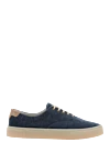 Brunello Cucinelli Blue canvas sneakers with contrast soles - contrast sole. 70% polyamide, 30% cotton. rubber sole. Fastener: lacing. Country of manufacture: Italy. Care: specialized cleaning - photo 1