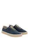 Brunello Cucinelli Blue canvas sneakers with contrast soles - contrast sole. 70% polyamide, 30% cotton. rubber sole. Fastener: lacing. Country of manufacture: Italy. Care: specialized cleaning - photo 3