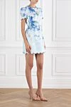 Льняное мини-платье Crush Scalloped в синем цветочном стиле Zimmermann - принт в виде фактурных кристаллов. 100% лен. молнией. Страна производитель: Австралия. Уход: специализированная чистка - фото 2