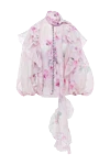 Zimmermann Блузка Crush Tie Neck с оборками в розовом цветочном стиле - цветочный принт. 55% лен, 45% шелк. пуговицы. Страна производитель: Австралия. Уход: специализированная чистка - фото 1