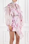 Zimmermann Блузка Crush Tie Neck с оборками в розовом цветочном стиле - цветочный принт. 55% лен, 45% шелк. пуговицы. Страна производитель: Австралия. Уход: специализированная чистка - фото 3