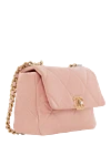 Рожева стьобана сумка з овчини Chanel 19 Flap на ланцюжку Chanel - фурнітура зі зістареного золота та рутенію. 100% натуральна шкіра. Довжина ременя: шкіряний плетений плечовий ремінь із ланцюжка зі шкіряним захистом. внутрішні кишені на блискавці та накладні кишені. клапан із магнітною застібкою. Країна виробник: Італія. Догляд: спеціалізоване чищення - фото 2