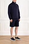 Brunello Cucinelli Летний трикотажный костюм с шортами синего цвета из хлопка - 93% хлопок, 7% полиамид. молния. Страна производитель: Италия. Уход: специализированная чистка - фото 3