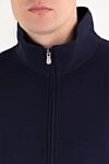 Brunello Cucinelli Летний трикотажный костюм с шортами синего цвета из хлопка - 93% хлопок, 7% полиамид. молния. Страна производитель: Италия. Уход: специализированная чистка - фото 5